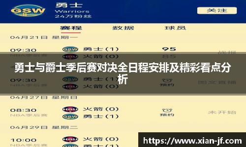 勇士与爵士季后赛对决全日程安排及精彩看点分析